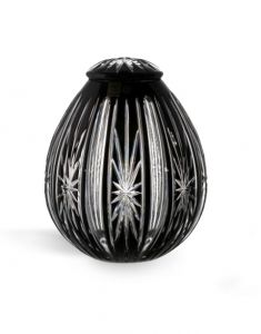 Crystal glass cremation urn with leaves