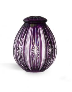 Crystal glass cremation urn with leaves