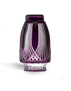 Crystal glass cremation urn with leaves