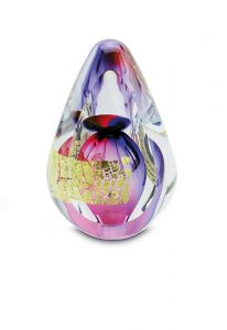 Crystal glass keepsake ashes urn 'Drop' with gold leaf