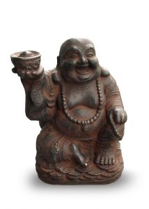 Laughing Buddha urn bronze