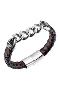 Braided cremation ashes holder dark brown leather bracelet