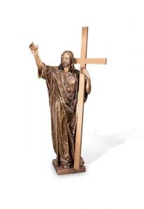 Memorial Statue of Christ with Cross – 3D, freestanding, dowel on the bottom