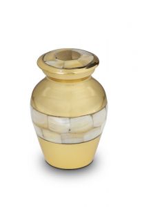 Gold coloured brass keepsake urn 'Mother of pearl'
