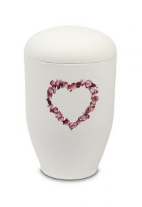 Metal cremation urn for ashes - Heart of rose petals