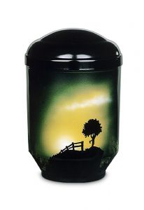 Steel cremation ashes urn 'Landscape with sunrise'