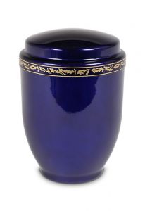 Blue coloured steel ashes urn