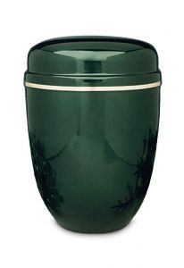 Green steel cremation ashes urn 'Rose'