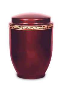 Dark red coloured steel ashes urn