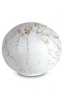 Keepsake urn of porcelain 'Sfera' - Carrara marble with gold-colored veins motif