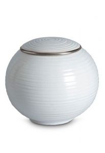 Keepsake urn of porcelain 'Sfera' - Platinum-colored edge