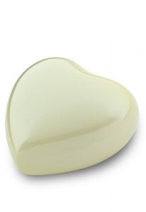 Heart shaped cremation ashes keepsake urn 'Satori' | mother of pearl white