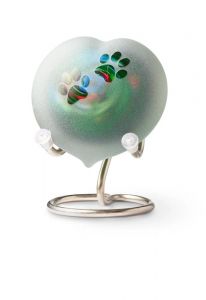 Pebble glass keepsake urn 'Heart and Paws' Multicolor Green | SALE
