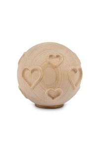 Keepsake urn 'Sfera' natural pine with hearts