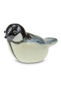 Ceramic keepsake ashes urn 'Bird' black/yellow