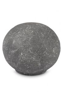 Small porcelain cremation urn for ashes 'Sfera' grey