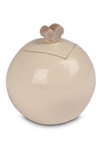 Ceramic keepsake urn 'Love' antique white