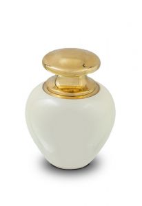 Cremation ashes keepsake urn 'Satori' | mother of pearl white