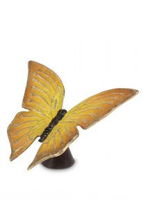 Bronze cremation ashes keepsake urn 'Butterfly' yellow