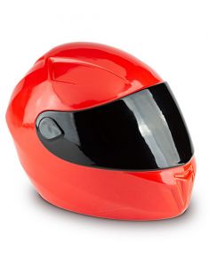 Motorcycle helmet urn for ashes red