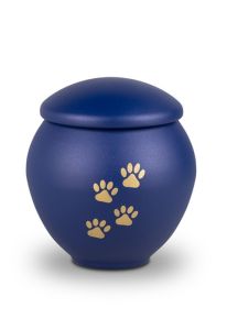 Brown pet urn with gold coloured paws