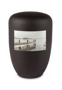 Steel Photo Urn with Personal Image - Black