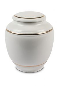 Porcelain cremation urn for ashes 'Classica' with double gold-colored edge