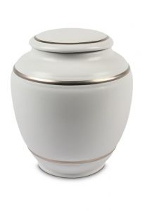 Porcelain cremation urn for ashes 'Classica' with double silver-colored edge