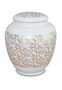 Porcelain cremation urn for ashes 'Classica' | Pure Gold leaves