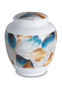Porcelain cremation urn for ashes 'Classica' | Multicolor with natural structure