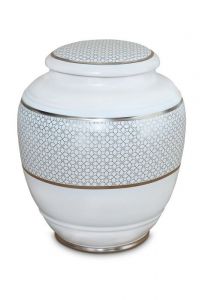 Porcelain cremation urn for ashes 'Classica' | Four-leaf clovers with double platinum edges