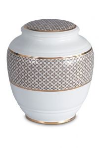 Porcelain cremation urn for ashes 'Classica' | Four-leaf clovers with double gold-colored edges