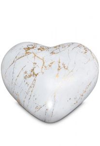 Half-standing heart cremation urn for ashes - Carrara marble with gold-colored veins - Love Collection