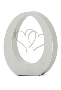 Stainless steel funeral urn 'Oval heart'