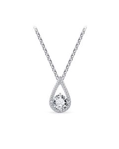 Silver memorial necklace Teardrop with zirconia