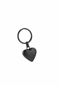 Keychain Cremation Ashes Urn Pendant 'Heart' with pawprint black