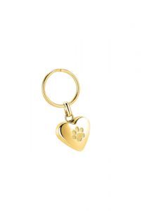 Keychain Cremation Ashes Urn Pendant 'Heart' with pawprint gilded