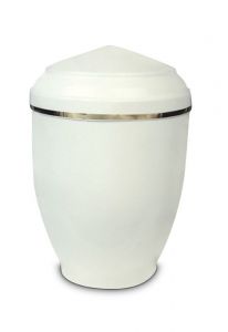 Whtite coloured steel funeral urn