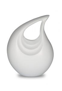 White teardrop cremation urn for ashes