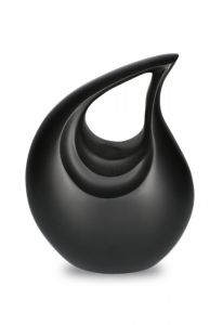 Black teardrop cremation urn for ashes