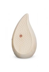 Teardrop cremation urn for ashes made of pinewood