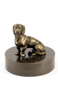 Dachshund urn bronzed