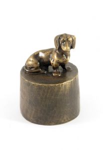 Dachshund urn bronzed