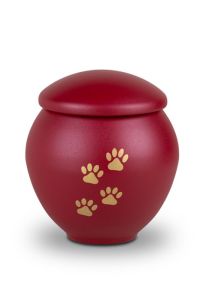 Brown pet urn with gold coloured paws