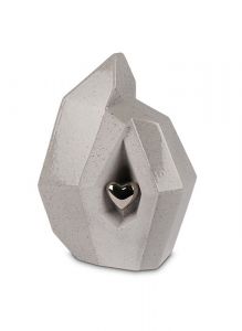 Ceramic cremation ashes urn with silver heart