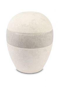 Porcelain urn for ashes 'Planet' cream-tortora