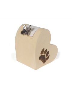 Heart shaped pet urn with paw print 'Butterfly'