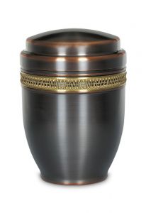 Black cremation urn made from steel