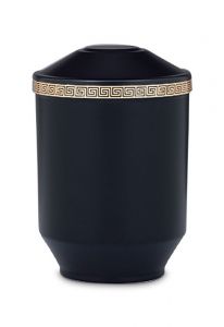 Black cremation urn made from steel