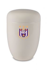 Steel Football Urn with Personal Club Logo – White